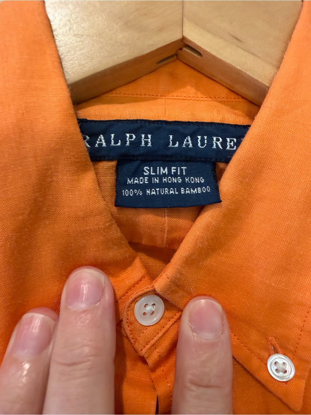 Ralph Lauren Blue Label Orange Button-Down Shirt Polo Pony Bamboo Slim Fit 4 - Picture 3 of 9